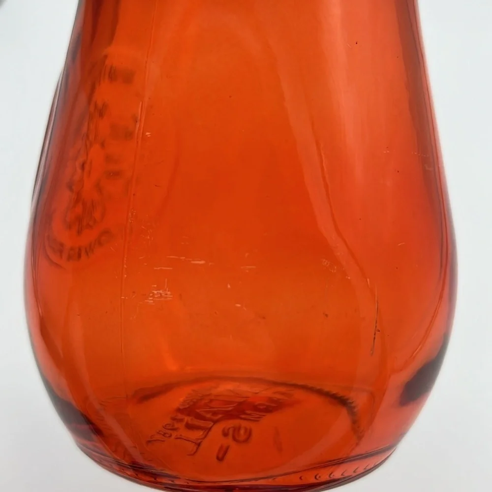 Vintage Kendall Farms Orange Glass Family Flower Farm 6